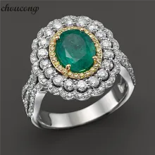 Choucong роскошное кольцо для обещаний зеленый AAAAA Циркон Cz серебро 925 пробы юбилей обручальное кольцо кольца для мужчин и женщин ювелирные изделия