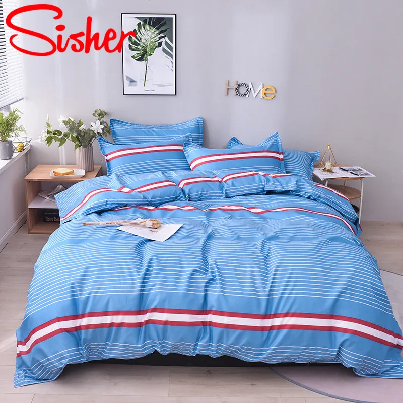 

Sisher Nordic Style Stripe Duvet Covers And Bedspreads Soft Adult Bedding Sets Single Double Full Queen King