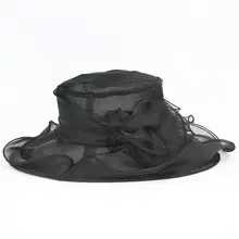 Delle Donne di modo Del Merletto A Tesa Larga Kentucky Derby Cappello per il Sole Matrimonio Tea Party Chiesa Cap Nero Bianco Grigio Rosso