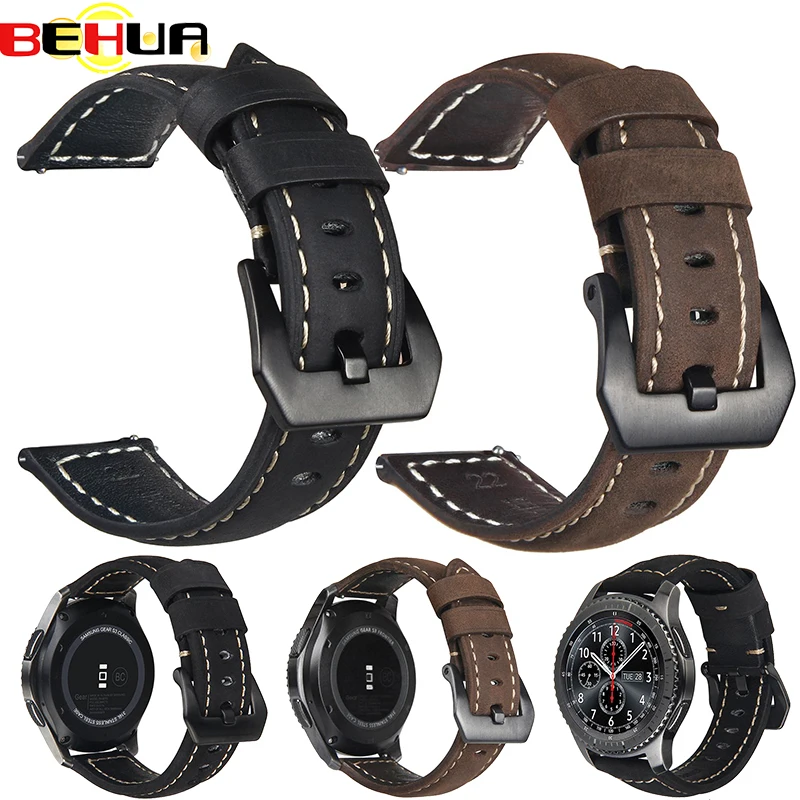 Ремешок из натуральной кожи для часов Gear S3 S2 браслет Samsung Galaxy 42 мм/46 мм active Amazfit Stratos