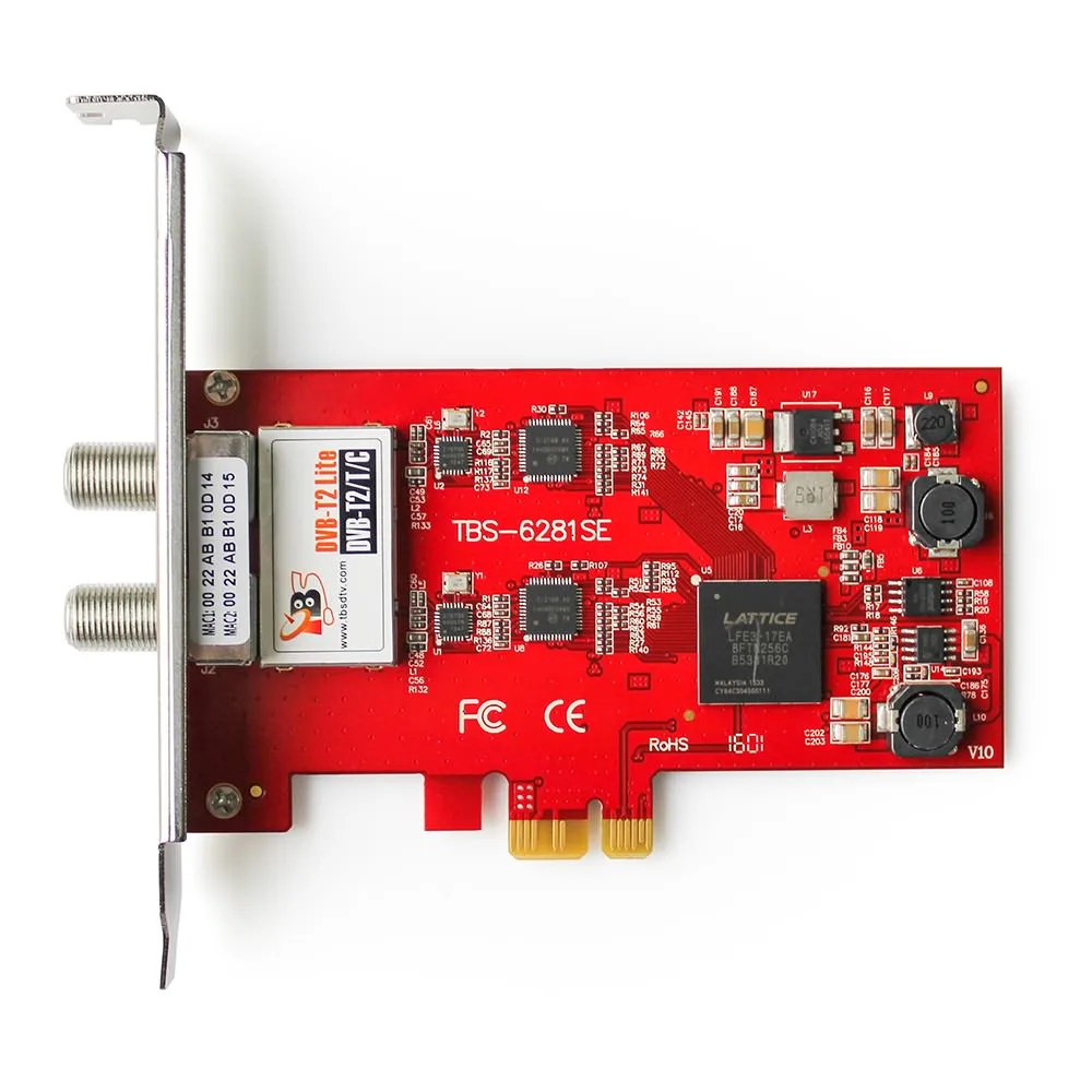 TBS6281SE DVB-T2/T/C двойной тюнер PCIe карты Наслаждайтесь FTA цифровой наземный/кабель FTA ТВ и цифровой стерео радио на ПК