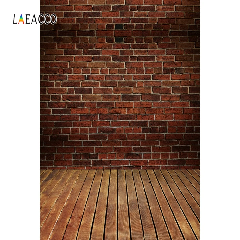 

Laeacco Brown Brick Wall Wooden Board Old Style Poor Photography Backgrounds Customized Photographic Backdrops For Photo Studio