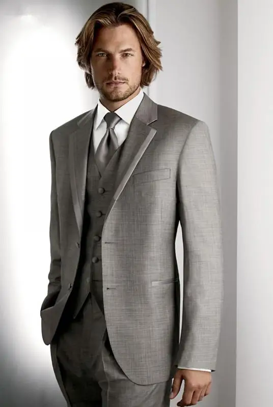 2017 Testimoni dello sposo Custom Made Slim Fit Uomo Migliore Vestito Da  Sposa Abiti da Uomo Sposo grigio dentellato tre pezzi (Giacca + Pants +  vest)|wedding men suit|mens suits weddingsuit wedding men -
