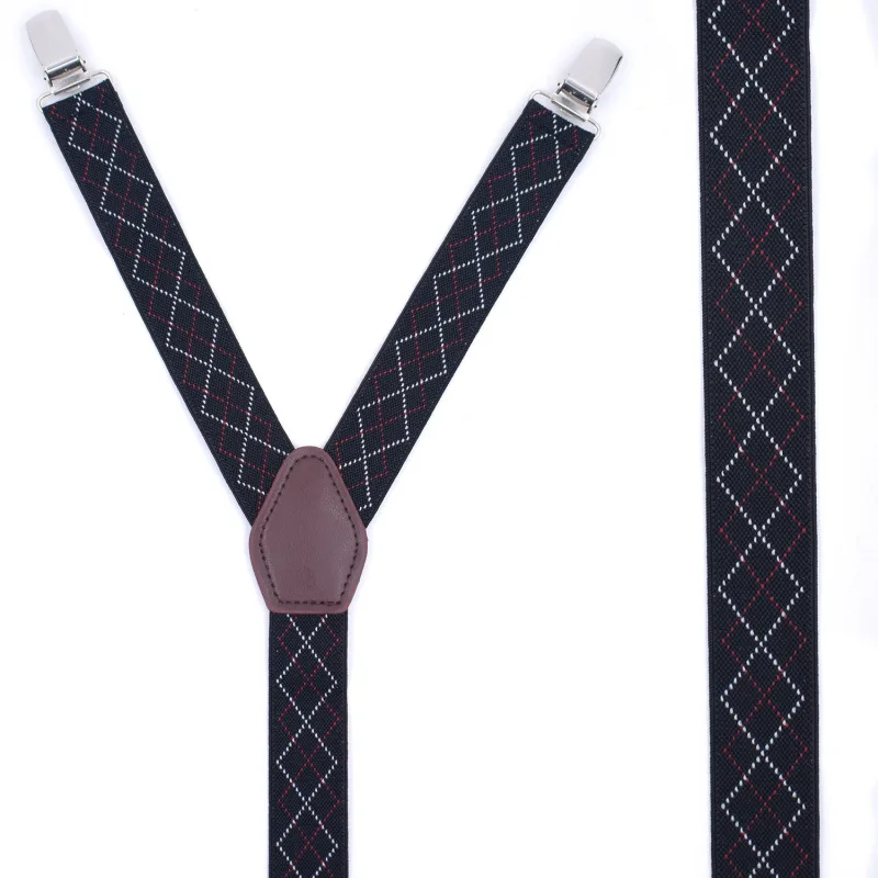 2019 модные мужские рубашки, мужские подтяжки с защитой от морщин 2.5cmY черная Нижняя красная и белая линия решетки жаккардовые подтяжки