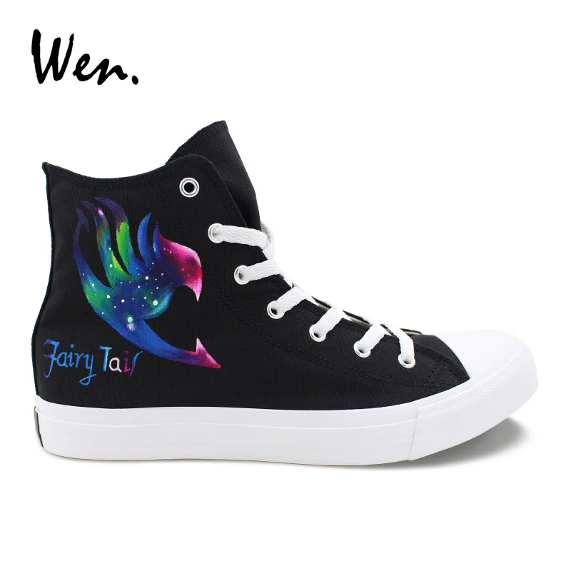 Wen Black Hand Painted Anime Shoes Design Fairy Tail Colorful Logo High Top Canvas Women Sneakers Men Shoes Skateboarding Buy At The Price Of 52 44 In Aliexpress Com Imall Com