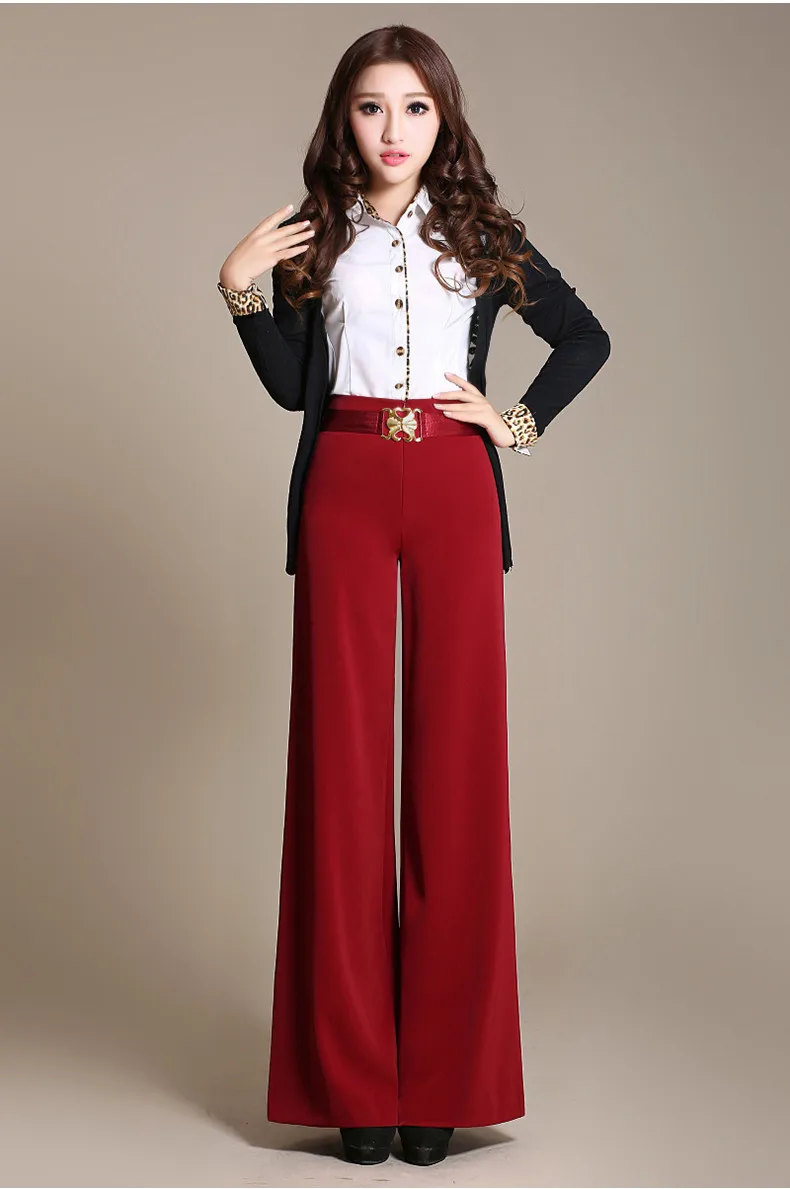 Red Dress High Waist Wide Leg Pants