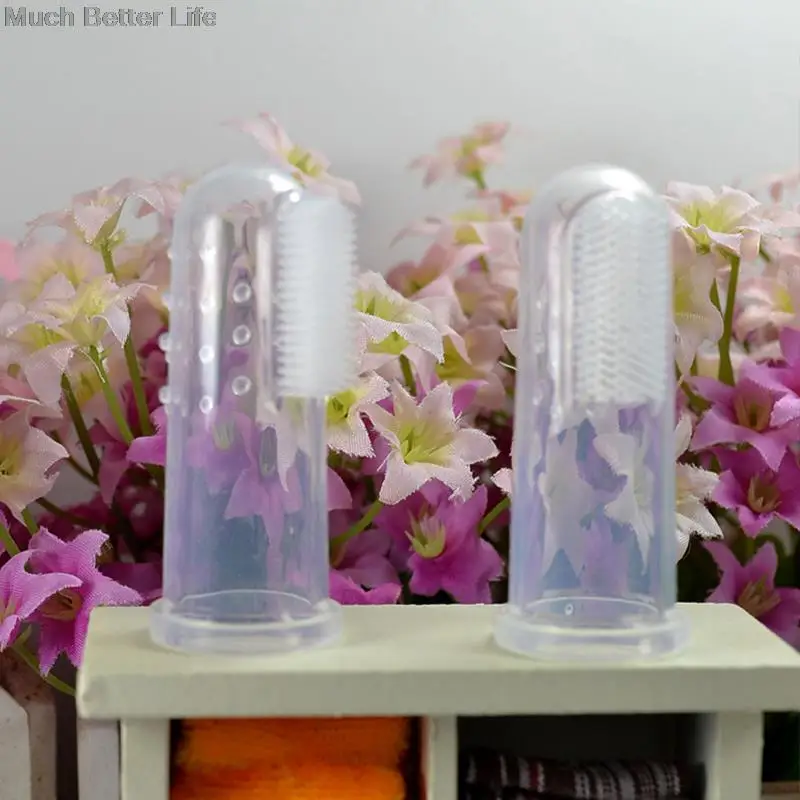5pcs Clear Silicone Baby Infant Kids Oral Tooth Dental Care Tongue Massage Finger Gum Brush Teether Teething Toothbrush Cleaner