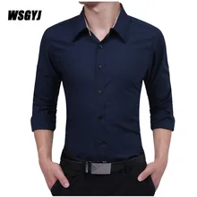 Men’S Clothing Brand 2017 Fashion Male Shirt Long-Sleeves Tops Simple Solid Color Mens Dress Shirts Slim Men Shirt XXL