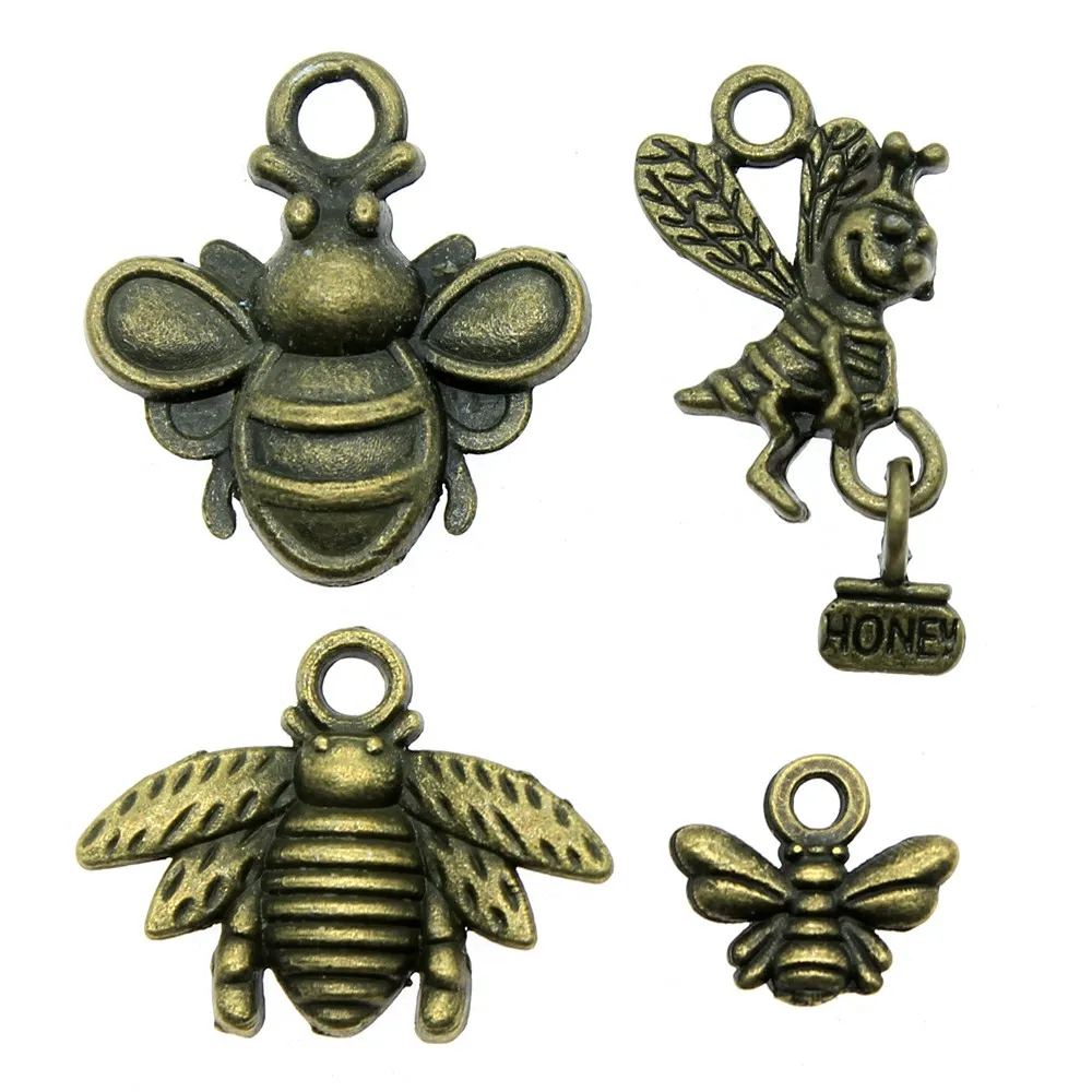 

Vintage Antique Bronze Color Bee Charm Pendants For Jewelry Making HoneybeeCharms Jewelry Accessories