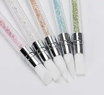 

5Pcs/Set 2 Way Nail Art Sculpture Pen Silicone Rhinestone Polish Emboss Carving Drawing Handle Nail Art Brush Manicure Tool
