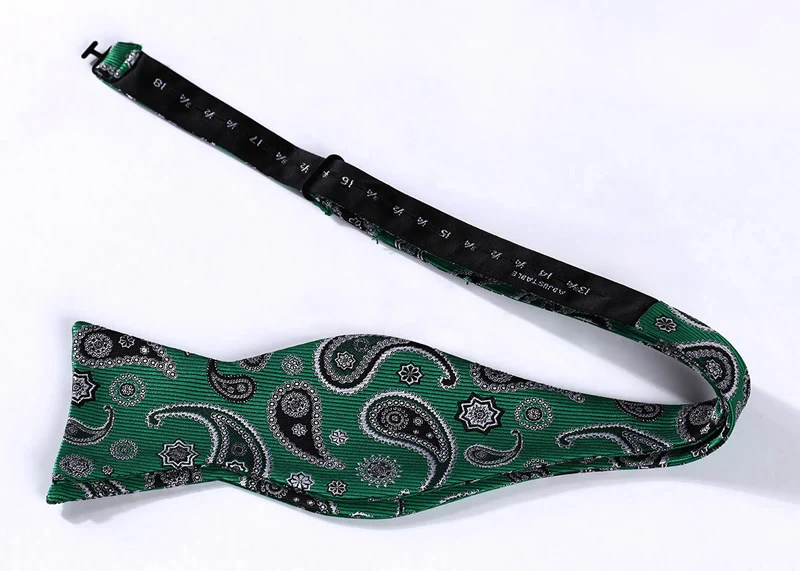  BP703G Green Black Paisley 100%Silk Jacquard Men Butterfly Self Bow Tie BowTie Pocket Square Handke