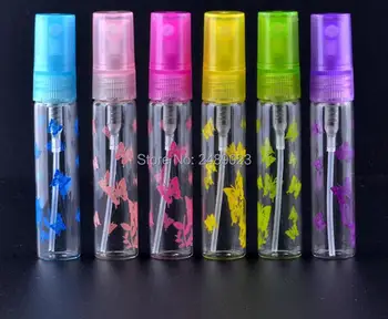 

6pcs/lot 5ml Butterfly Pattern Mini Portable Travel Clear Glass Perfume Bottles Atomizer Empty Cosmetic Containers For Sample