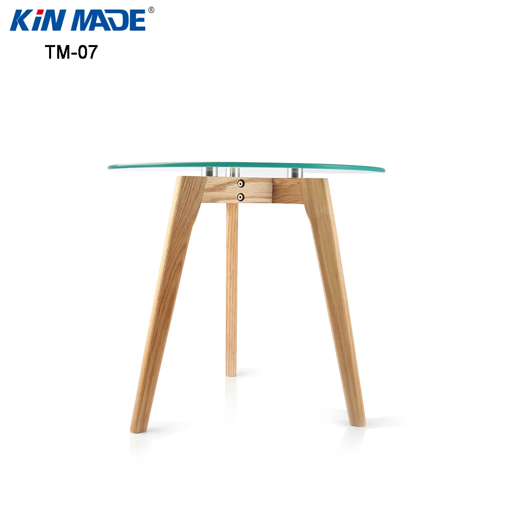 Kinmade جولة طاولة القهوة خشب متين البلوط الساقين الزجاج المقسى أعلى نهاية الجدول طاولة شاي المعيشة غرفة الأثاث Kinmade جولة طاولة القهوة خشب متين البلوط الساقين الزجاج المقسى أعلى نهاية الجدول طاولة شاي المعيشة غرفة الأثاث