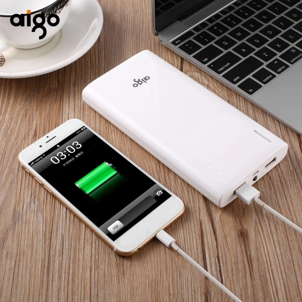 

Aigo 20000mAh Power Bank 2.1A Fast Charging powerbank Dual USB Portable External Battery With Micro USB &Lighting Input charge