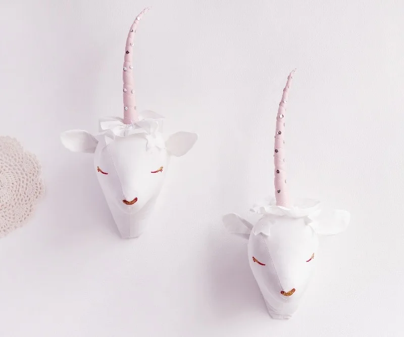 Милая голова 3D Животные Настенное подвесное крепление для детской комнаты белый реквизит для фотосессии в скандинавском стиле декор для детской спальни