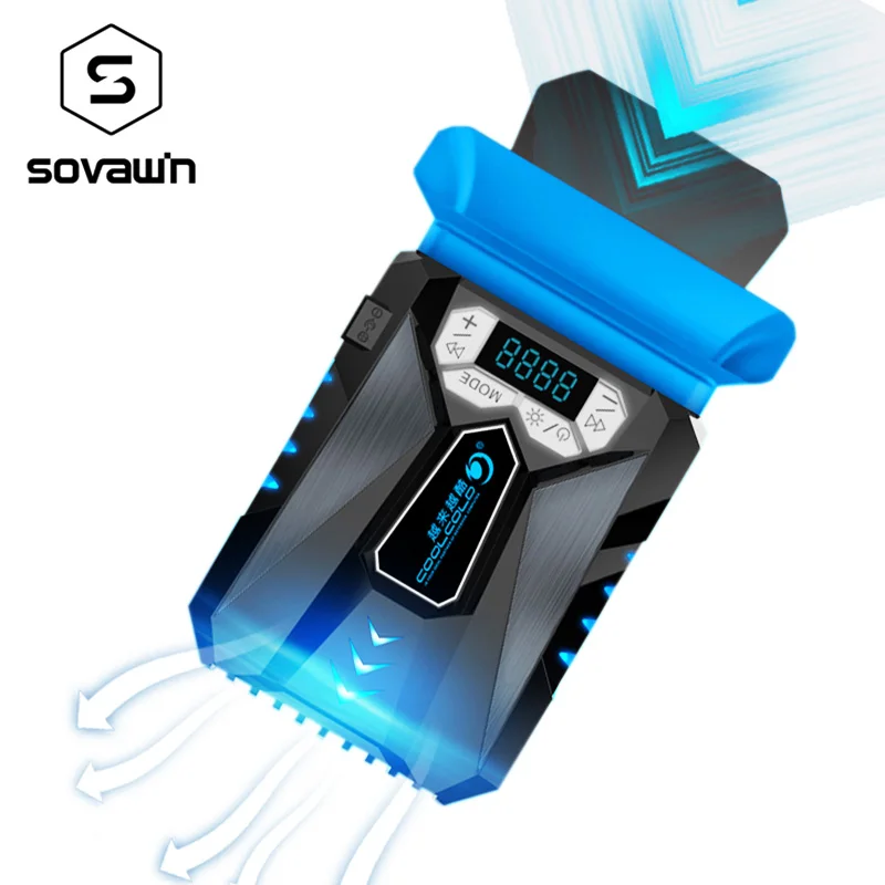 

SOVAWIN LED Universal Suction Portable USB Laptop Notebook Fan Turbo Radiator Ultra Silent Cooling Fan Adjust Speed with Display