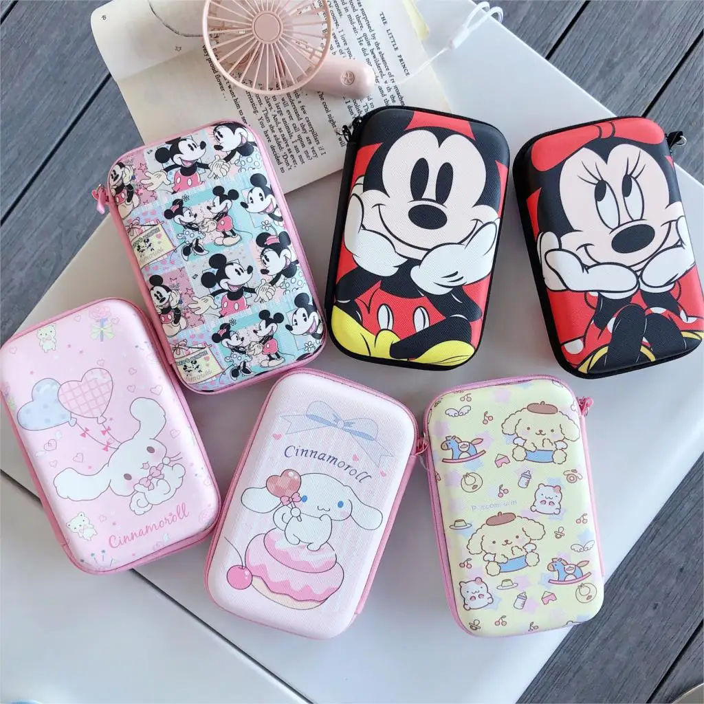 

10cm*16.2cm Zipper Bag for Earphone Power Bank Big Storage Box Cinnamoroll PomPomPurin Mermaid Alice Princess Pattern
