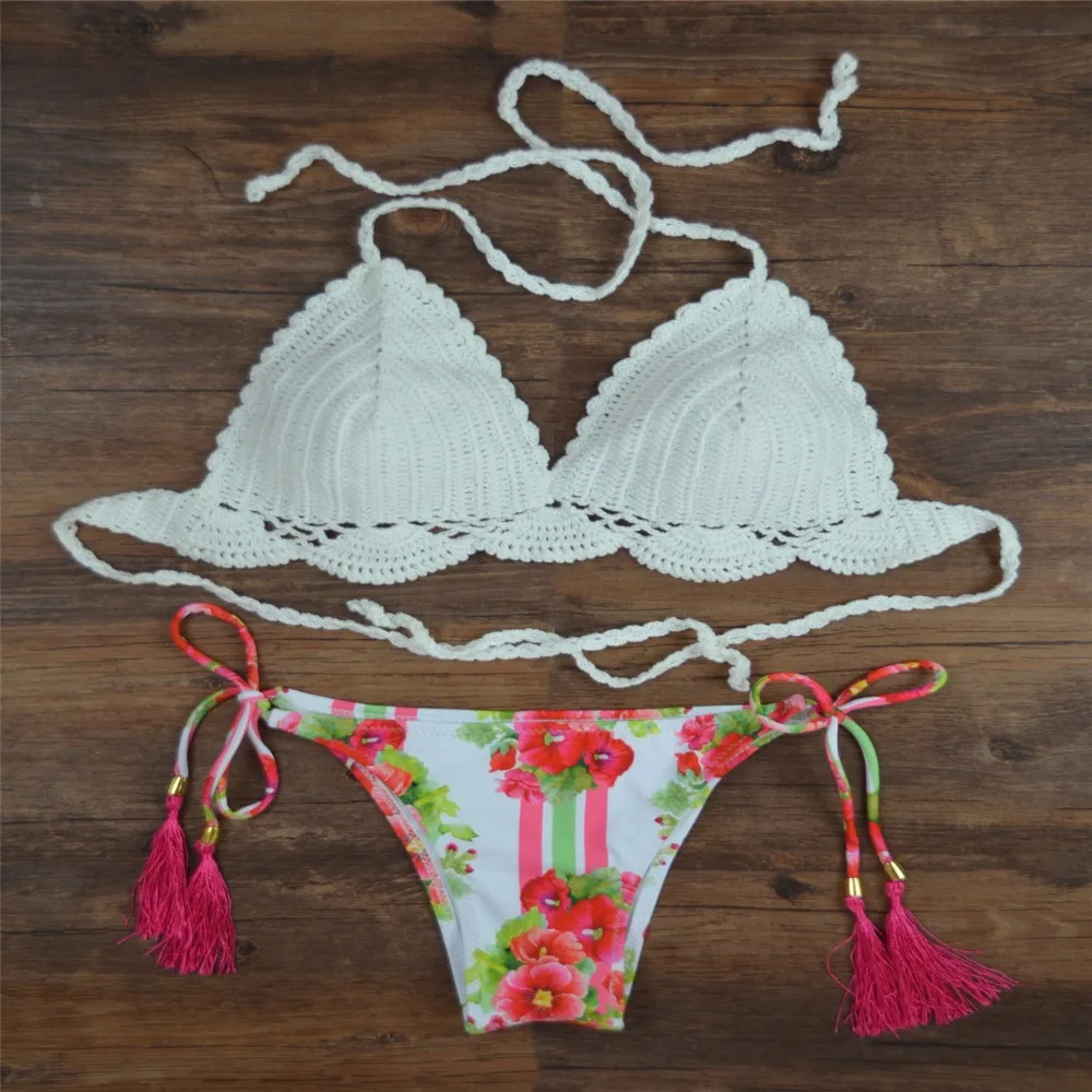 Hot 2018 New Handmade Knitted Crochet Women Bikini Sets Vintage Sexy