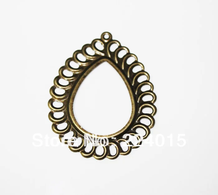 50pcs/lot 57x45mm Bronze Tone Filigree metal piece Flower Wraps Jewelry Findings &ampPendant Match Waterdrop Stone Connectors | Украшения и