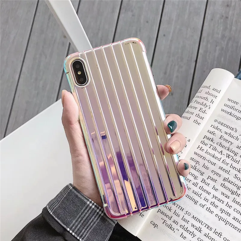 Luxury laser travel case surface phone For iphone XS MAX XR X fashion plating 6 6s 7 8plus silicone back cover |