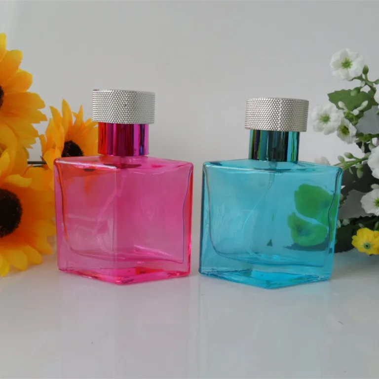 100pcs diamond 35ML glass refillable perfume spray bottle , colored
