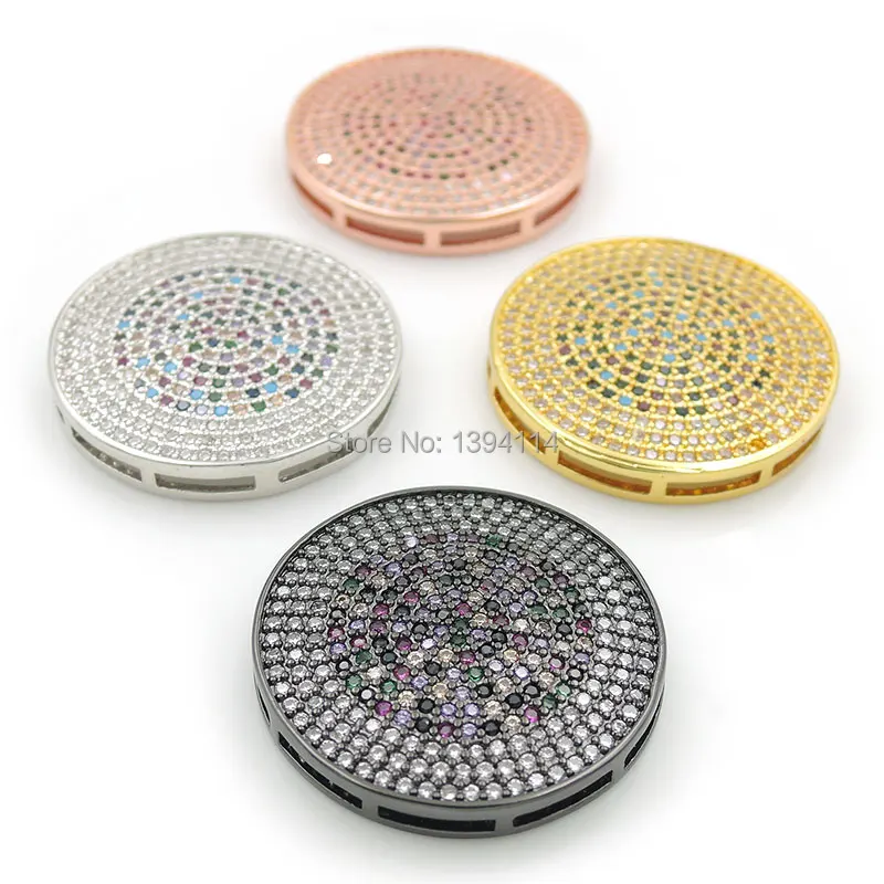 

25*25*4mm Micro Pave Clear CZ Of Mixing Colors Oblaten Beads Fit For Men And Women Making DIY Bracelets Jewelry