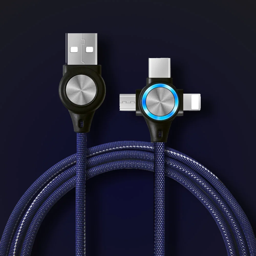 

Charger Cable 3 In 1 Micro USB Type-C Lighting Sync Data Cable for IPhone X 8 XS 7 6 Plus Xiaomi 6 5 Huawei Fast Charging Line