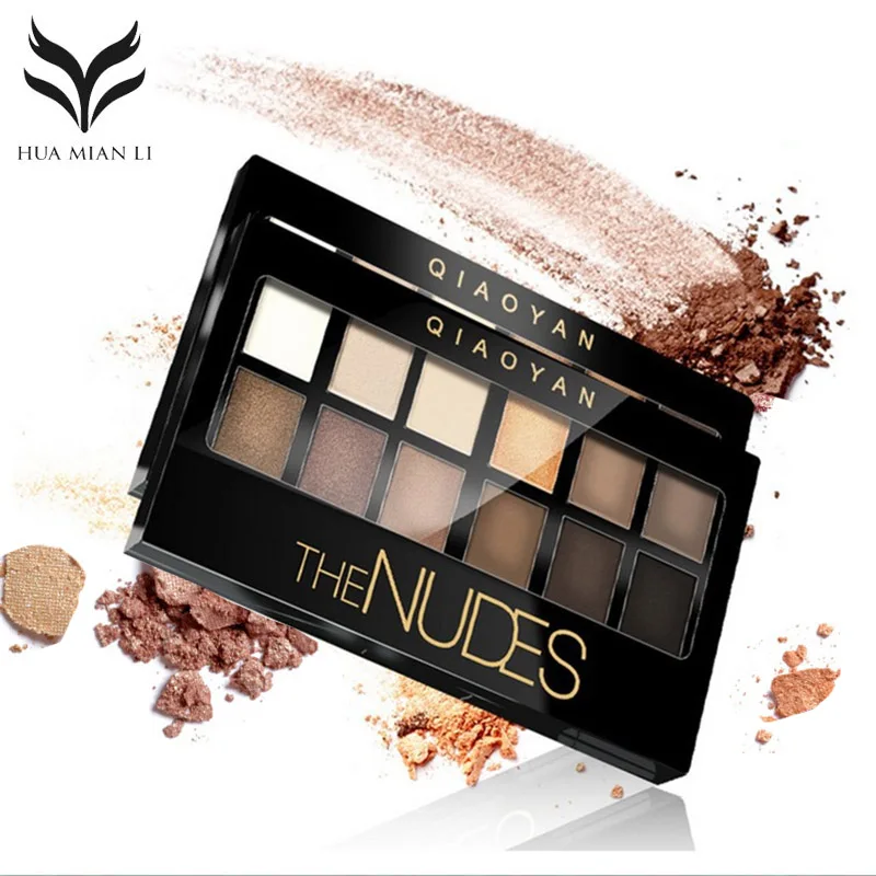12 Color Eyeshadow Plate Shimmer Matte Waterproof Earth Color Makeup Eye Shadow Plate Nude Color Natural