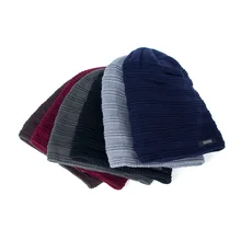 Для мужчин зима держать теплая вязаная шляпа Повседневное Для мужчин уличные кепки в стиле хип-хоп Шапки капюшон женский головной убор в полоску Кепки для унисекс