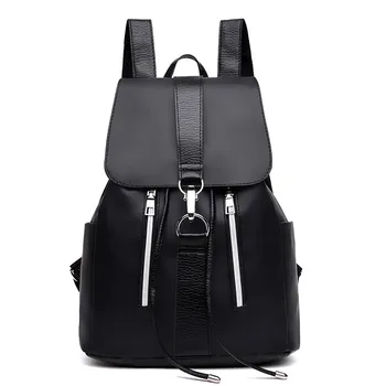 

Women Backpack School Bags for Teenager Girls Nylon Zipper Lock Design Black Femme Mochila Female Backpack Fashion Sac A Dos