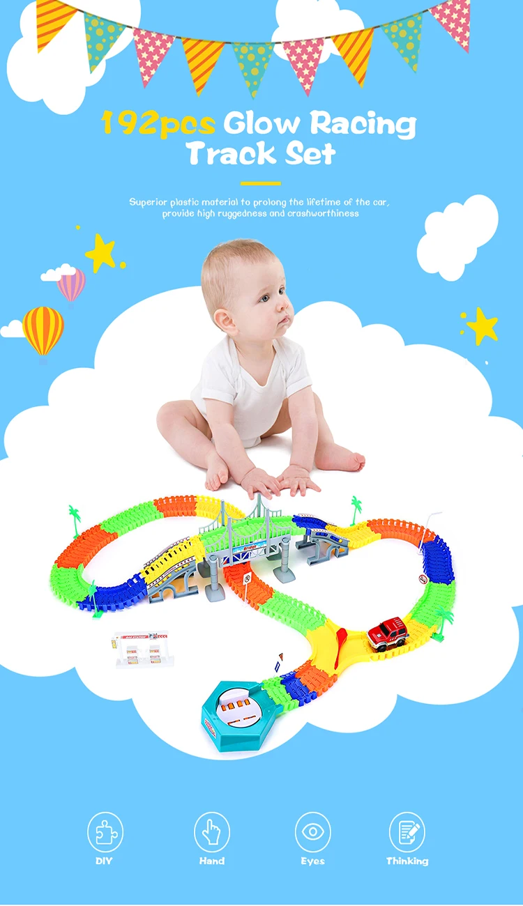 Estrada de Ferro Ferroviário Carro Mágico Mini Flexível Luminosa Brilhante Faça Você Mesmo Multi-montado Plástico Crianças Brinquedos Hobby Luz 2 Cheap Carrinhos de brinquedo e de metal