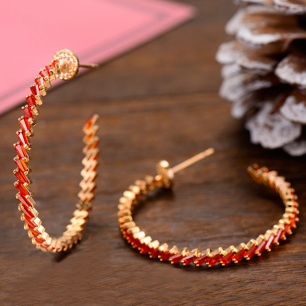 GODKI 39mm Luxury CZ Cubic Zircon Statement Big Hoop Earrings For Women Wedding DUBAI Bridal Hoop Earring 2019