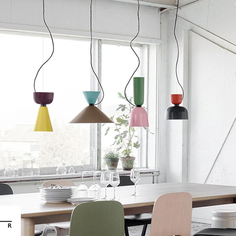 

LukLoy Modern LED Colorful Pendant Light Kitchen Island Suspension Lamp Dining Table Hanging Lamp Macaroon Loft Kitchen Lamp
