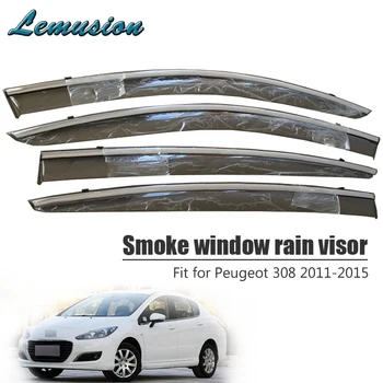 

High Quality 4pcs Smoke Window Rain Visor For Peugeot 308 2011 2012 2013 2014 2015 Styling Vent Sun Deflectors Guard Accessories