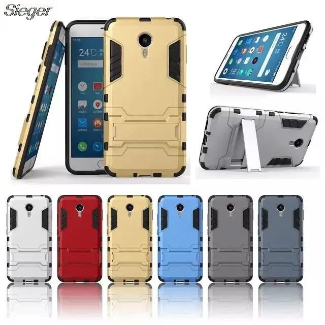Meizu Meilan Metal Case Iron Man Armor TPU+PC Silicone Stand Holder Shockproof Protective Shell Back Cover for M1 |