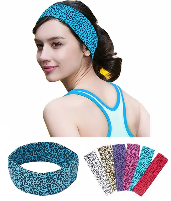 Cheetah Leopard Yoga Cotton Women Stretch Headbands 2" Sports Hair