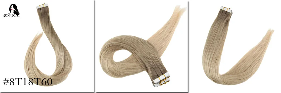 Full Shine Tape in Hair Extensions 50 Gram Glue On Hair Balayage Color Machine Remy Human Hair Extensions Invisible Hair Tapes