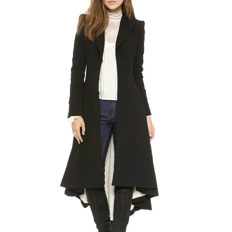 Зимние куртки 2018, Женское шерстяное пальто, широкий нагрудный карман, большой длинный плащ, верхняя одежда, шерстяное пальто, Женское пальто