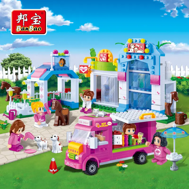 

BanBao City Educational Building Blocks Toy For Children Gifts Girls Friends Zoo Car Stickers Compatible Legoe
