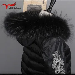 Women Fox Fur Collar Scarf Big Fur Collar Custom Made Hoodie Fur Trim Genuine Raccoon Fur Hood Trim Scarf Black Color
