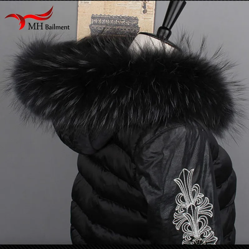 Online Bufanda con cuello de piel de zorro para mujer, bufanda grande con Cuello de piel, por encargo, con capucha de piel de mapache, bufanda de Color negro