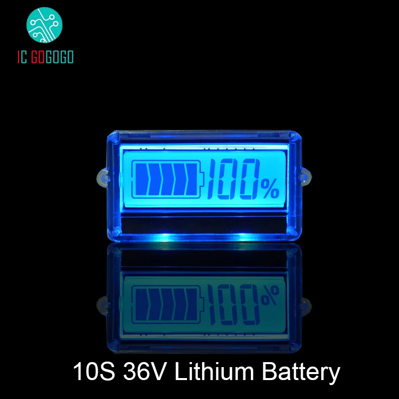 

10S Waterproof TH01 LCD 36V Lithium Battery Capacity Indicator Lipo li-ion Remaining Power Tester Digit Meter 10 Cells Blue