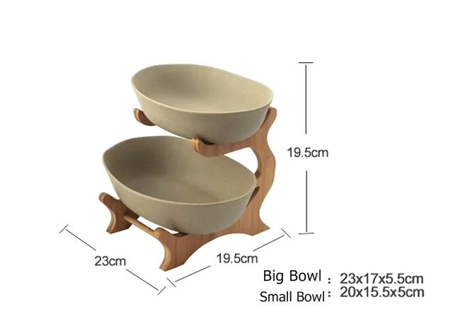 Двухуровневая матовая керамическая сервировочная чаша, декоративная керамическая обеденная тарелка, Бамбуковая посуда, центральная часть для фруктов, салата и закусок