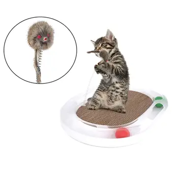 

Cat Carousel Toys Multi-Functional Corrugated Paper Scratch Board Puzzle Game Funny Stick Track Ball Turntable Toy