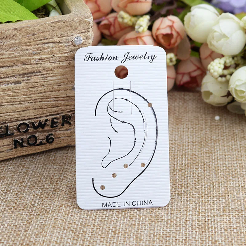 Wholesale 200pcs/lot 4.5x7cm White Plastic Jewelry Cards For Earring