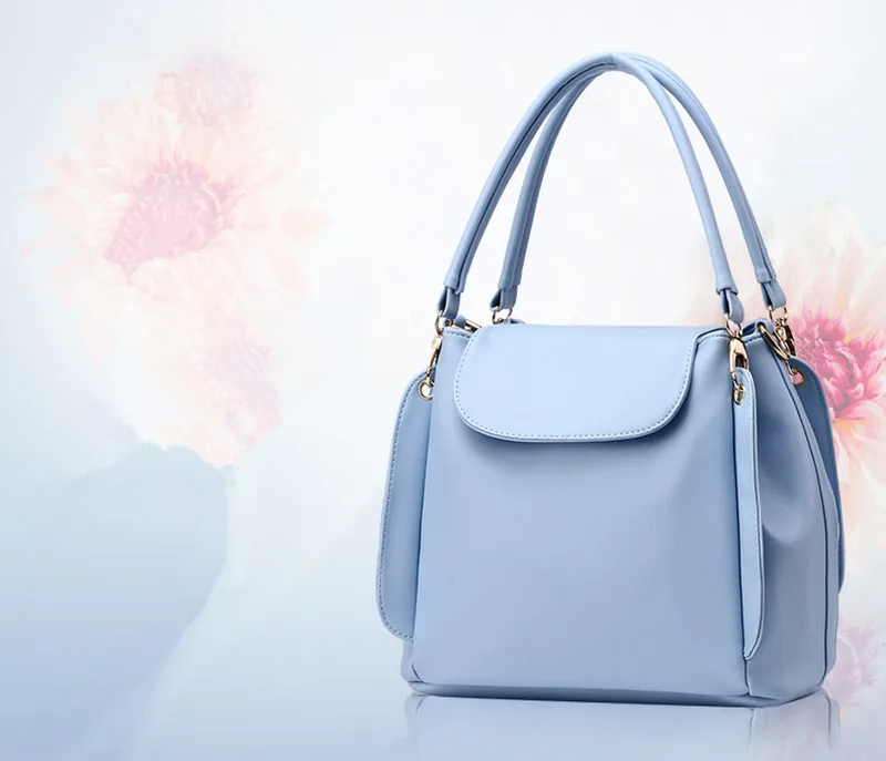 Элегантный насыщенного синего цвета женская сумка из ПУ сумка на плечо 3 слоя Повседневная дорожная сумка-мешок сумка через плечо