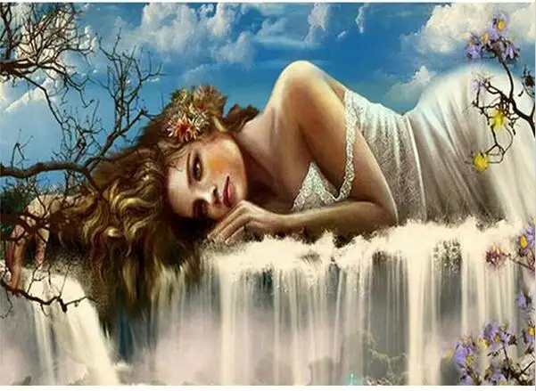 

5D DIY Diamond Painting Woman Rest Crystal Diamond Painting Cross Stitch Waterfall Landscape Needlework Home Decorative M16961
