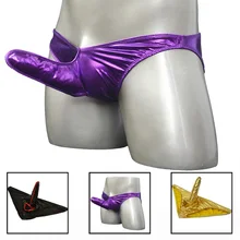Новое горячее нижнее белье трусы Новые мужские сексуальные мужские трусы с низкой талией трусы из искусственной кожи с пенисом Нижнее белье Мужские трусы с раковиной в области паха