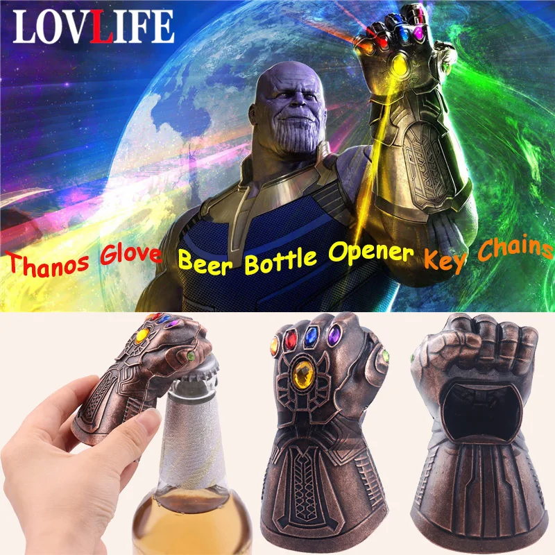 

Marvel Avengers Thanos Glove Keychains Pendants Bottle Opener Key Chains New Creative Fashion Key Rings Jewelry Drop Shipping
