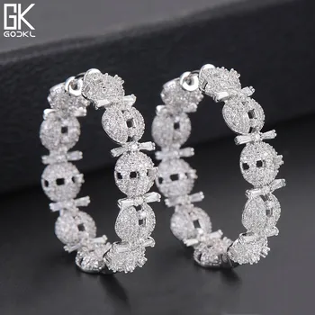 

GODKI 39mm Luxury Clear Zirconia CZ Arror Big Hoop Earrings for Women Wedding Crystal CZ Engagement Dubai Bridal Earrings